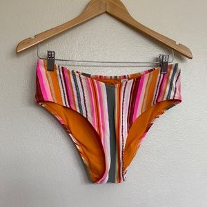 Aerie Cheeky Bikini Bottom M Orage Pink Green